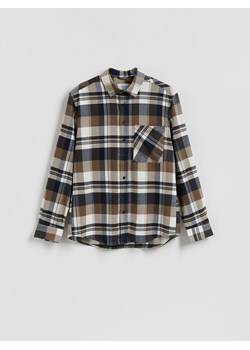 Reserved - Koszula regular fit w kratę - beżowy ze sklepu Reserved w kategorii Koszule męskie - zdjęcie 188036579