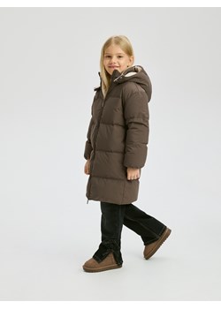 Reserved - Długi płaszcz z puchem - ciemnobrązowy ze sklepu Reserved w kategorii Płaszcze dziewczęce - zdjęcie 188036608