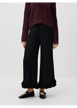 Reserved - Spodnie z wiskozy z falbankami - czarny ze sklepu Reserved w kategorii Spodnie damskie - zdjęcie 188036685