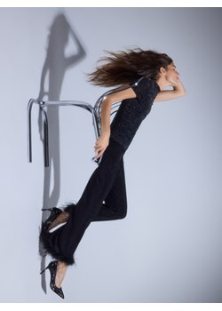 Reserved - Spodnie z piórami - czarny ze sklepu Reserved w kategorii Spodnie damskie - zdjęcie 188036706