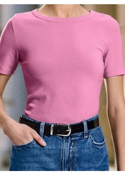Sinsay - Bawełniana koszulka basic - różowy ze sklepu Sinsay w kategorii Bluzki damskie - zdjęcie 188036898