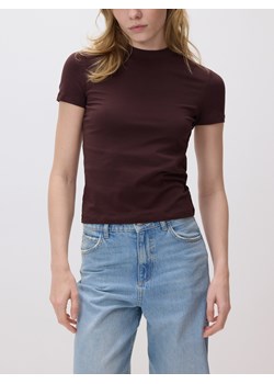 Reserved - T-shirt slim fit - ciemnobrązowy ze sklepu Reserved w kategorii Bluzki damskie - zdjęcie 188037687