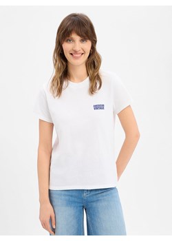 american vintage Koszulka damska - Ykobow Kobiety Bawełna biały jednolity ze sklepu vangraaf w kategorii Bluzki damskie - zdjęcie 188038138