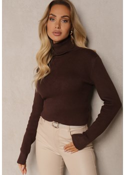 Brązowy Klasyczny Golf z Domieszką Wełny Zoziona ze sklepu renee.pl w kategorii Swetry damskie - zdjęcie 188038227