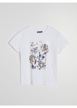 Sinsay - Bawełniana koszulka z nadrukiem - biały ze sklepu Sinsay w kategorii Bluzki damskie - zdjęcie 188040258