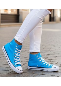 Wysokie niebieskie trampki z tkaniny /E2-2 4236 S174/ ze sklepu Pantofelek24.pl w kategorii Trampki damskie - zdjęcie 188041946