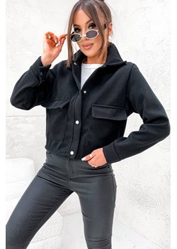 KRÓTKA KURTKA Z KIESZENIAMI ZAPINANA NA NAPY-CZARNA ze sklepu olika.com.pl w kategorii Kurtki damskie - zdjęcie 188042286