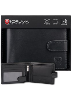 Zapinany portfel męski skórzany na karty zbliżeniowe i monety (czarny) ze sklepu Koruma ID Protection w kategorii Portfele męskie - zdjęcie 188042345