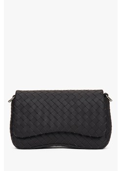 Estro: Mała ciemnobrązowa torebka damska na ramię z plecionej skóry naturalnej ze sklepu Estro w kategorii Listonoszki - zdjęcie 188042746