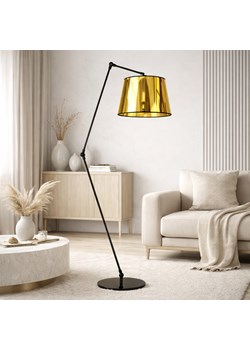 Lampa stojąca z regulowanym ramieniem w stylu glamour MANILA MIRROR czarno-złota ze sklepu Lysne w kategorii Lampy podłogowe - zdjęcie 188042926