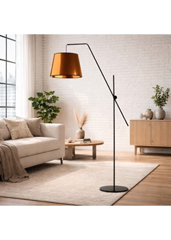 Designerska lampa stojąca na wysięgniku regulowanym do czytania VIGO MIRROR w czarno-miedzianej kolorystyce ze sklepu Lysne w kategorii Lampy podłogowe - zdjęcie 188042957