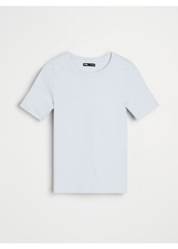 Sinsay - Bawełniana koszulka basic - niebieski ze sklepu Sinsay w kategorii Bluzki damskie - zdjęcie 188043047