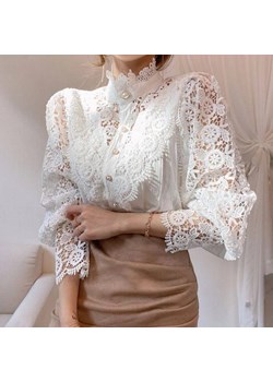Damska ozdobna koronkowa koszula - Biały S ze sklepu Intimica.pl w kategorii Koszule damskie - zdjęcie 188047095