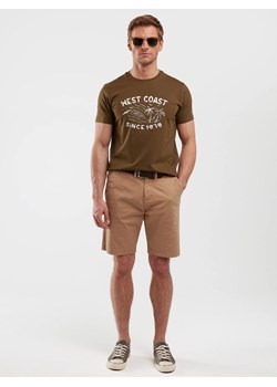 Koszulka męska z nadrukiem khaki Reddrez 303 ze sklepu Big Star w kategorii T-shirty męskie - zdjęcie 188049505