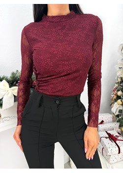 Bordowe Koronkowe Body ze sklepu ModnaKiecka.pl w kategorii Bluzki damskie - zdjęcie 188052637