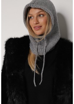 Szara Czapka Kominiarka z Wełną o Kroju Kaptura z Kominem Linezra ze sklepu born2be.pl w kategorii Czapki z daszkiem męskie - zdjęcie 188052776