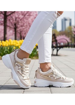 Beżowe buty sportowe na platformie /G12-2 14616 T620/ ze sklepu Pantofelek24.pl w kategorii Buty sportowe damskie - zdjęcie 188053129