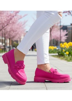 Fuksjowe półbuty mokasyny na platformie /A8-2 12699 T798/ ze sklepu Pantofelek24.pl w kategorii Mokasyny damskie - zdjęcie 188053148