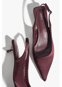 Estro: Bordowe czółenka damskie z odkrytą pietą typu slingback na niskim obcasie ze sklepu Estro w kategorii Czółenka - zdjęcie 188060596