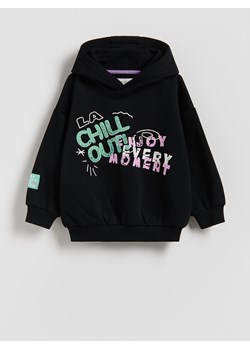 Reserved - Bawełniana bluza z kapturem - czarny ze sklepu Reserved w kategorii Bluzy chłopięce - zdjęcie 188060688