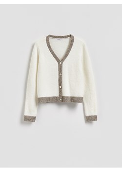 Reserved - Kardigan z kontrastowymi wstawkami - kremowy ze sklepu Reserved w kategorii Swetry damskie - zdjęcie 188060716