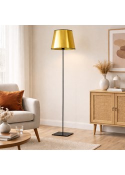 Złota lampa podłogowa do salonu PALERMO MIRROR na czarnym stelażu ze sklepu Lysne w kategorii Lampy podłogowe - zdjęcie 188060979