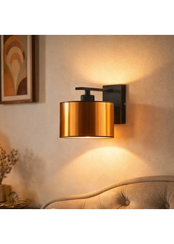 Czarny kinkiet do czytania w salonie SPLIT MIRROR z miedzianym abażurem ze sklepu Lysne w kategorii Lampy ścienne - zdjęcie 188060985