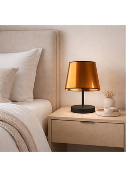 Czarna lampka nocna do sypialni ALMADA MIRROR z kloszem w kolorze miedzianym ze sklepu Lysne w kategorii Lampy stołowe - zdjęcie 188060996