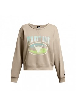 Damska bluza treningowa nierozpinana bez kaptura Under Armour Project Rock HW Terry LS Q1 - beżowa ze sklepu Sportstylestory.com w kategorii Bluzy damskie - zdjęcie 188061036