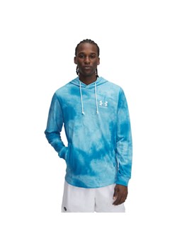 Męska bluza dresowa nierozpinana z kapturem Under Armour UA Rival Terry AOP Hood Q1 - niebieska ze sklepu Sportstylestory.com w kategorii Bluzy męskie - zdjęcie 188061155
