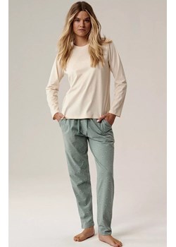 Atlantic długa bawełniana piżama damska NLP-502-ECRC_ZIEJ, Kolor ecru-zielony, Rozmiar M, ATLANTIC ze sklepu Primodo w kategorii Piżamy damskie - zdjęcie 188062588