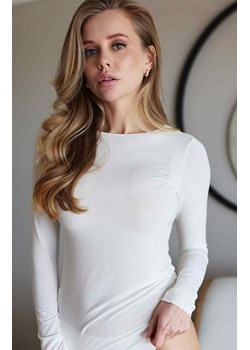 Biała bluzka z dekoltem w łódkę 3688 Sense, Kolor biały, Rozmiar S, KLEO ze sklepu Primodo w kategorii Bluzki damskie - zdjęcie 188062638