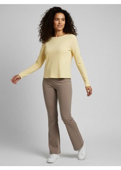 Sinsay - Bawełniana prążkowana bluzka z długim rękawem - żółty ze sklepu Sinsay w kategorii Bluzki damskie - zdjęcie 188063939