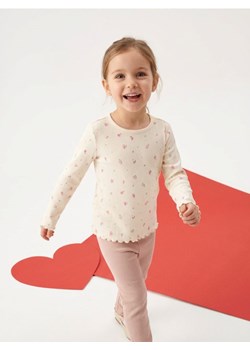 Sinsay - Prążkowana koszulka ze wzorem - kremowy ze sklepu Sinsay w kategorii Bluzki dziewczęce - zdjęcie 188064046