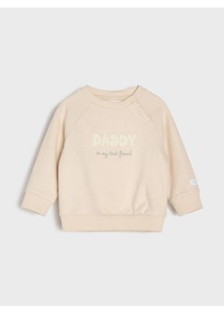 Sinsay - Bawełniana bluza crewneck z napisem - kremowy ze sklepu Sinsay w kategorii Bluzy i swetry - zdjęcie 188064058