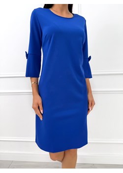 Kobaltowa Klasyczna Sukienka z Rozszerzanym Rękawem ze sklepu ModnaKiecka.pl w kategorii Sukienki - zdjęcie 188064105