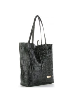 Vittoria Gotti Włoski Shopper XL Uniwersalna Torba Skórzana do noszenia na co dzień z modnym motywem Żółwia Butelkowa Zieleń ze sklepu PaniTorbalska w kategorii Torby Shopper bag - zdjęcie 188065997
