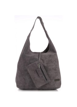 Oryginalne Torby Skórzane XL VITTORIA GOTTI Shopper Bag z Etui Szara ze sklepu PaniTorbalska w kategorii Torby Shopper bag - zdjęcie 188065998