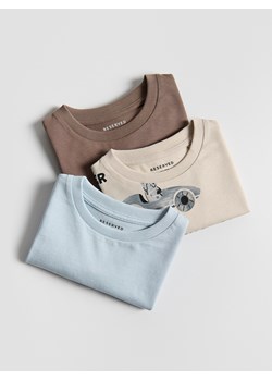 Reserved - Bawełniany longsleeve 3 pack - kremowy ze sklepu Reserved w kategorii T-shirty chłopięce - zdjęcie 188066819