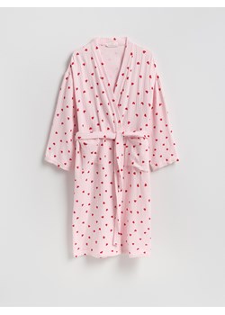 Reserved - Muślinowy szlafrok w serca - pastelowy róż ze sklepu Reserved w kategorii Piżamy damskie - zdjęcie 188066827