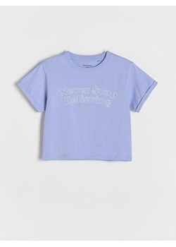 Reserved - Bawełniany t-shirt z nadrukiem - jasnoniebieski ze sklepu Reserved w kategorii Bluzki dziewczęce - zdjęcie 188068037