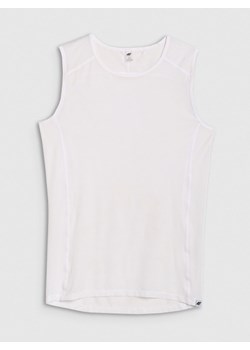 Męska koszulka kolarska bez rękawów 4F 4FWSS25TFSLM433 - biała ze sklepu Sportstylestory.com w kategorii T-shirty męskie - zdjęcie 188068927