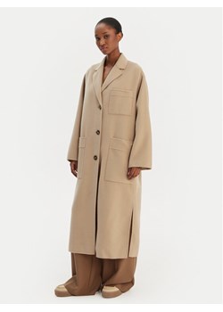 Weekend Max Mara Płaszcz wełniany Galosce 2615011021 Beżowy Relaxed Fit ze sklepu MODIVO w kategorii Płaszcze damskie - zdjęcie 188074555