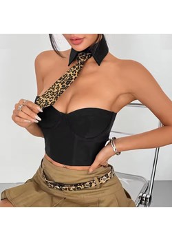 Damski top z ozdobnym krawatem - Czarny S ze sklepu Intimica.pl w kategorii Bluzki damskie - zdjęcie 188081175