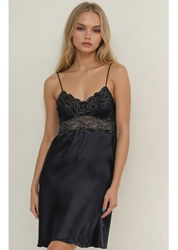 Satynowa koszulka nocna na ramiączkach Truda, Kolor czarny, Rozmiar 2XL, DKaren ze sklepu Intymna w kategorii Koszule nocne - zdjęcie 188081926