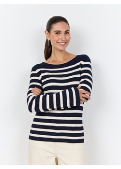 soyaconcept® Damski sweter z dzianiny - Dollie Kobiety Sztuczne włókno granatowy w paski ze sklepu vangraaf w kategorii Swetry damskie - zdjęcie 188082056