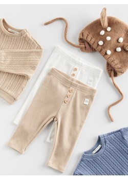 Reserved - Prążkowane legginsy z bawełny 2 pack - beżowy ze sklepu Reserved w kategorii Odzież dla niemowląt - zdjęcie 188082189