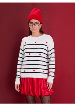 Sinsay - Sweter w paski i serca - biały ze sklepu Sinsay w kategorii Swetry damskie - zdjęcie 188083209