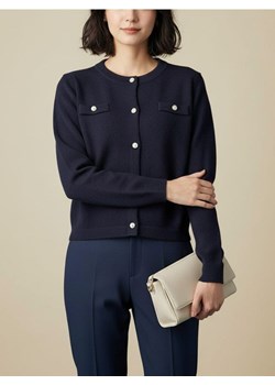 Sinsay - Akrylowy kardigan z kieszeniami piersiowymi - granatowy ze sklepu Sinsay w kategorii Swetry damskie - zdjęcie 188083316