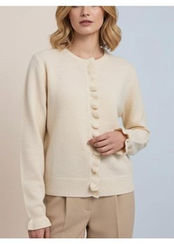 Sinsay - Kardigan z falbaną przy zapięciu - beżowy ze sklepu Sinsay w kategorii Swetry damskie - zdjęcie 188083318